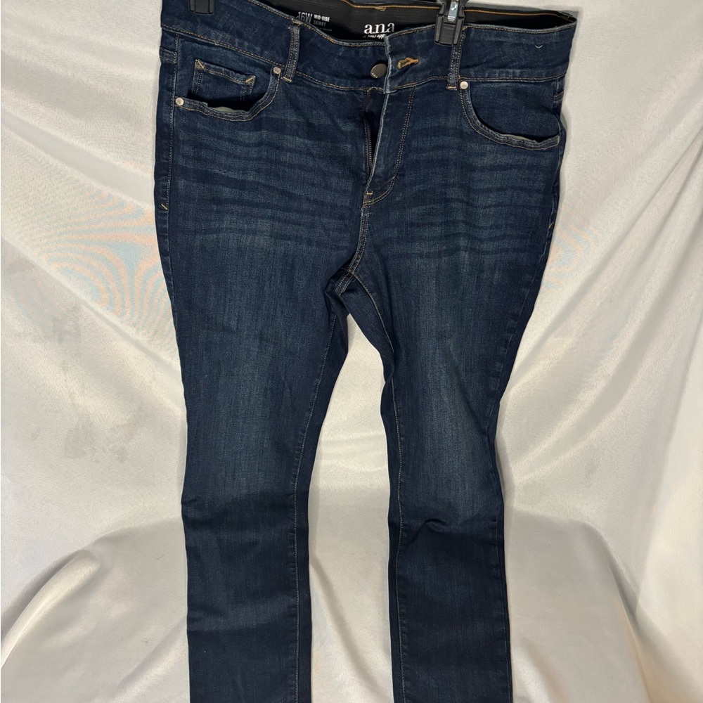 a.n.a Blue Skinny Jeans with Subtle Fading